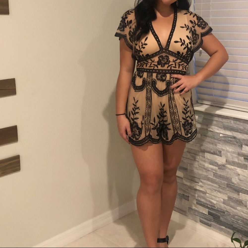 Honey Belle Embroidered Lace Romper